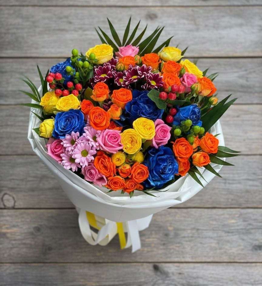 Букет цветов из: Розы и Хризантемы в Батецком