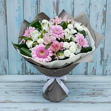Букет цветов из:  Герберы, Альстромерии и Хризантемы в Батецком
