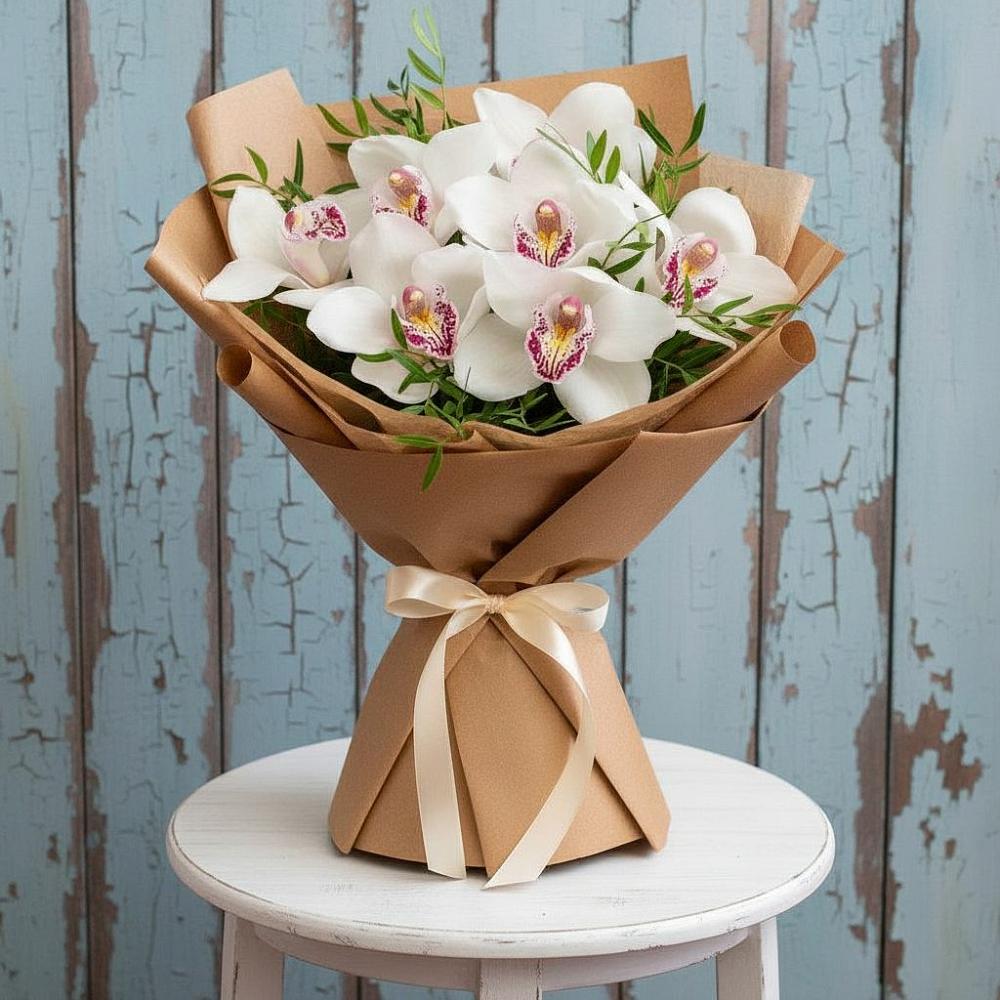Букет цветов из: Орхидеи и Розы в Батецком