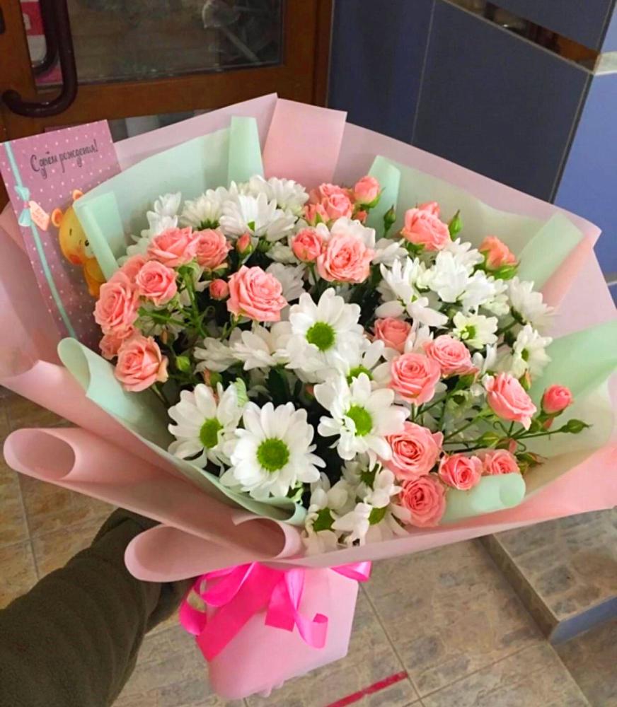 Букет цветов из: Розы и Хризантемы в Батецком