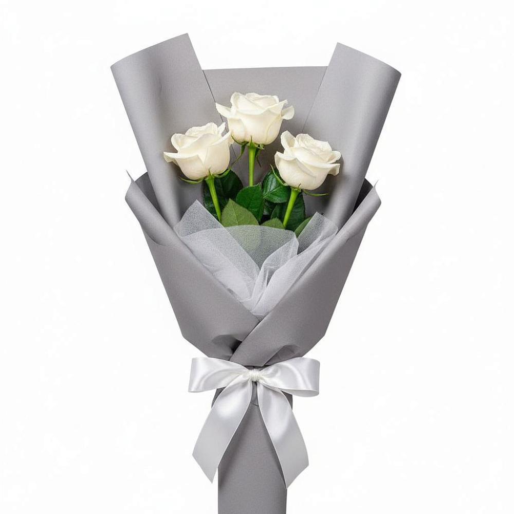 Букет 3 белые розы в Батецком