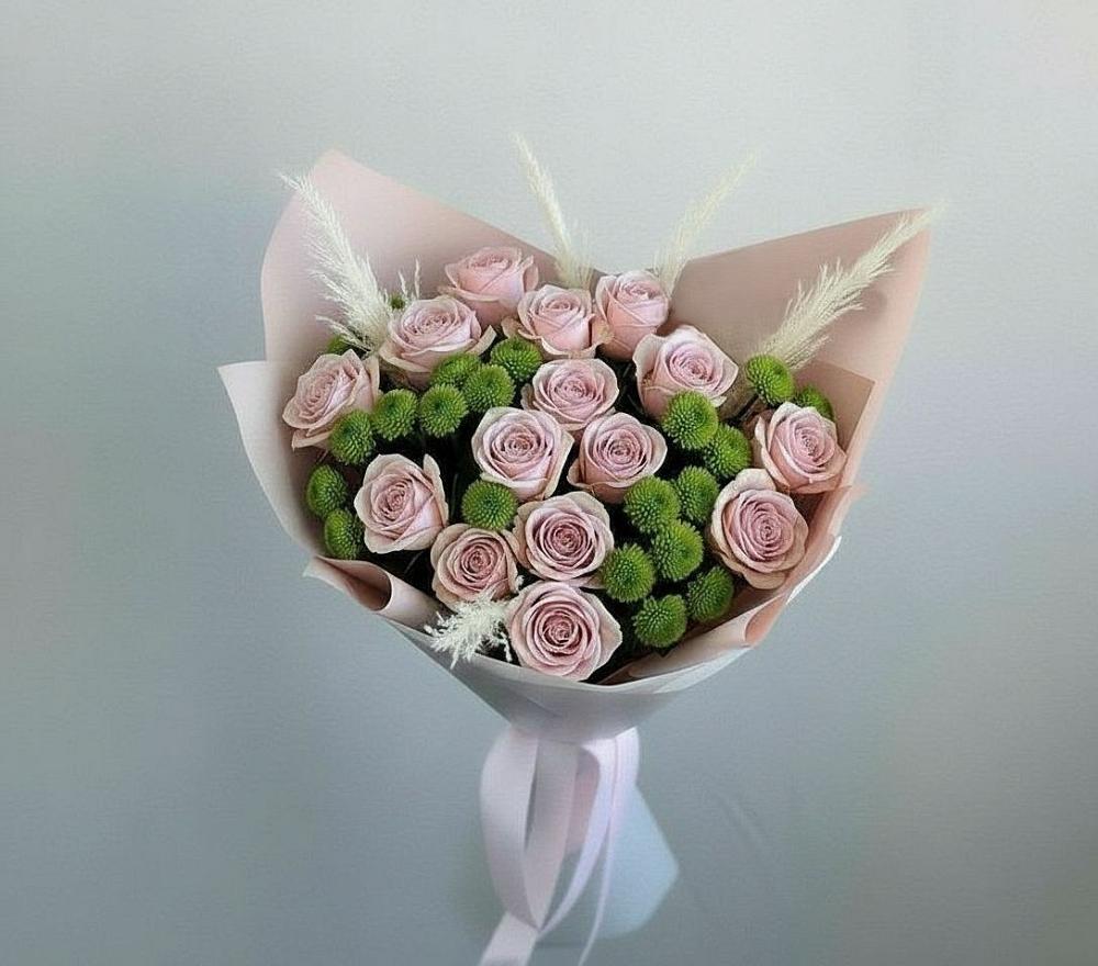 Букет цветов из: Розы и Хризантемы в Батецком