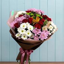 Букет цветов из:  Розы, Хризантемы и Альстромерии в Батецком