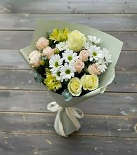 Букет цветов из:  Альстромерии, Розы и Хризантемы в Батецком