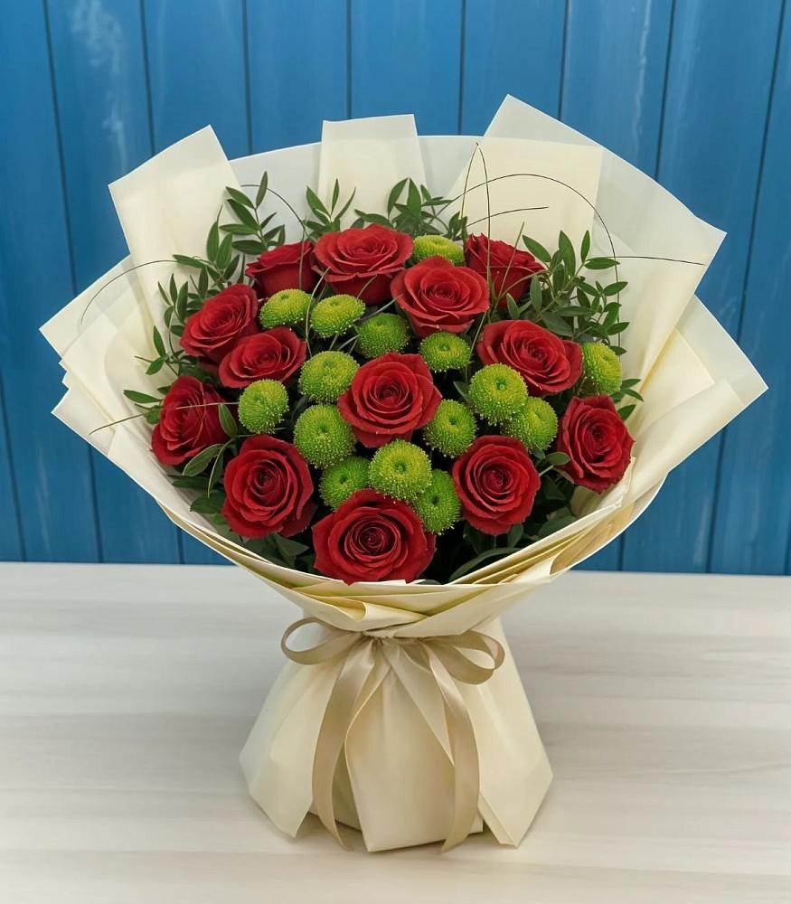 Букет цветов из: Розы и Хризантемы в Батецком